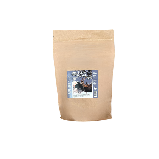 Bag of SuperMasals wild game scent bait for wild boar, deer, and roe deer, 1 kg, shown in the image.