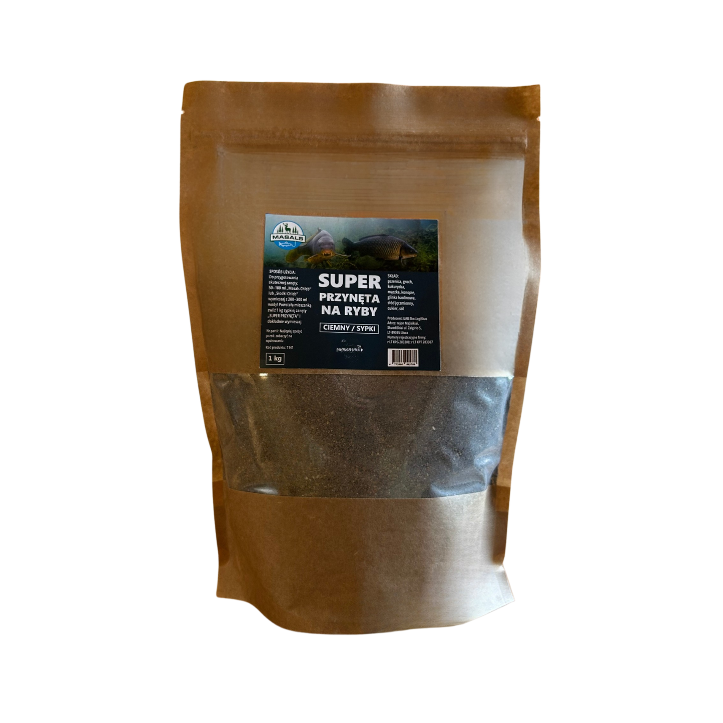 Ciemna sypka zanęta dla ryb, 1 kg