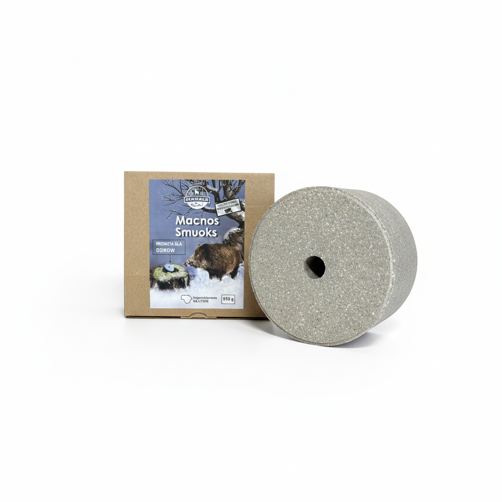 Masals Gryzak MacnosSmuoks for wild boars featuring a natural wooden chew toy with a wobble design for animals like deer and roe deer.